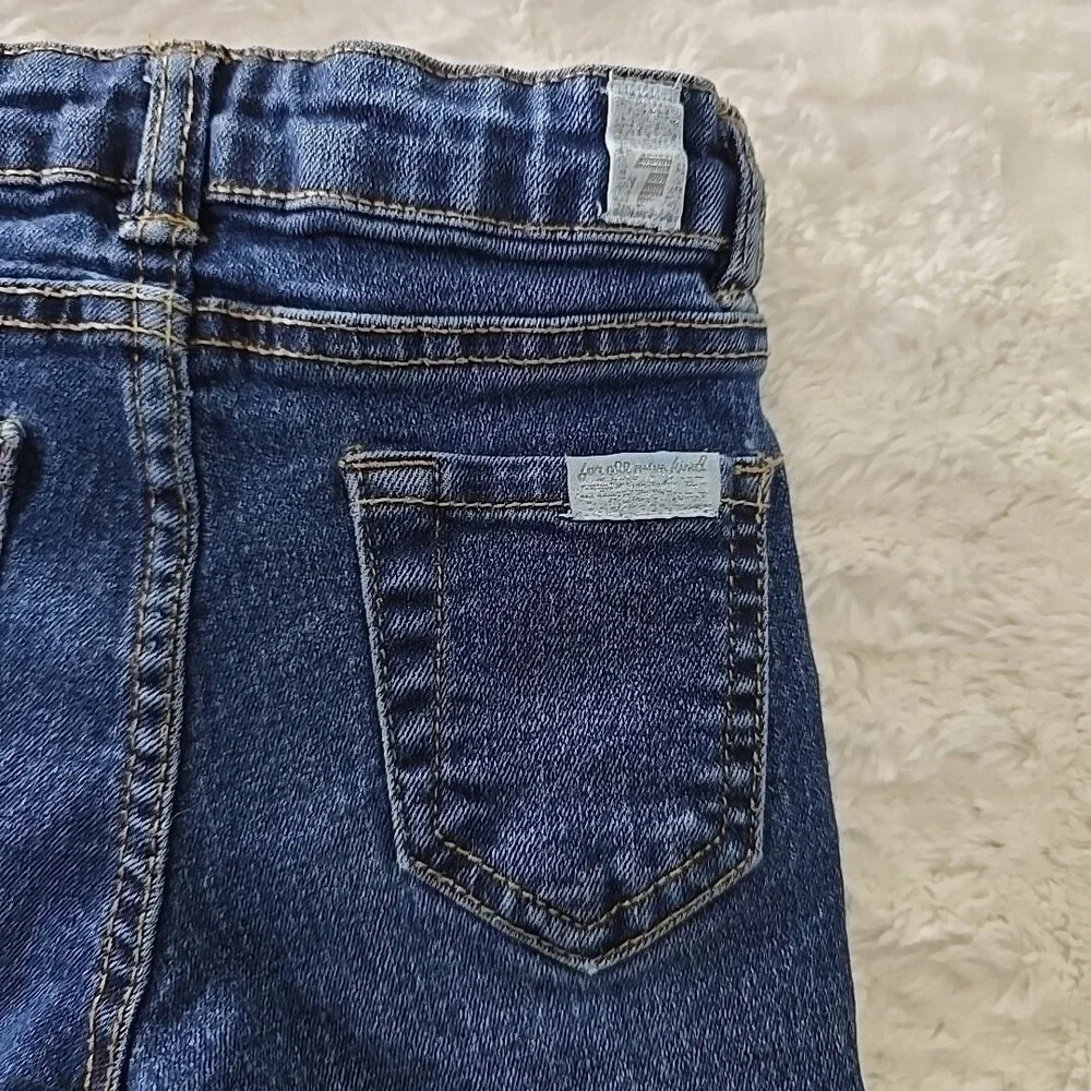 7 For All Mankind Sz‎ 2T Girls Denim Jeans Adjustable Waist Medium Wash Stretchy